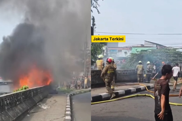 Kebakaran Bangunan Liar di Dekat Perlintasan Kereta Stasiun Angke, Penyebab Masih Belum Diketahui