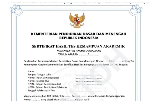 Hasil TKA 2025 Tidak Lagi Dicantumkan di Ijazah
