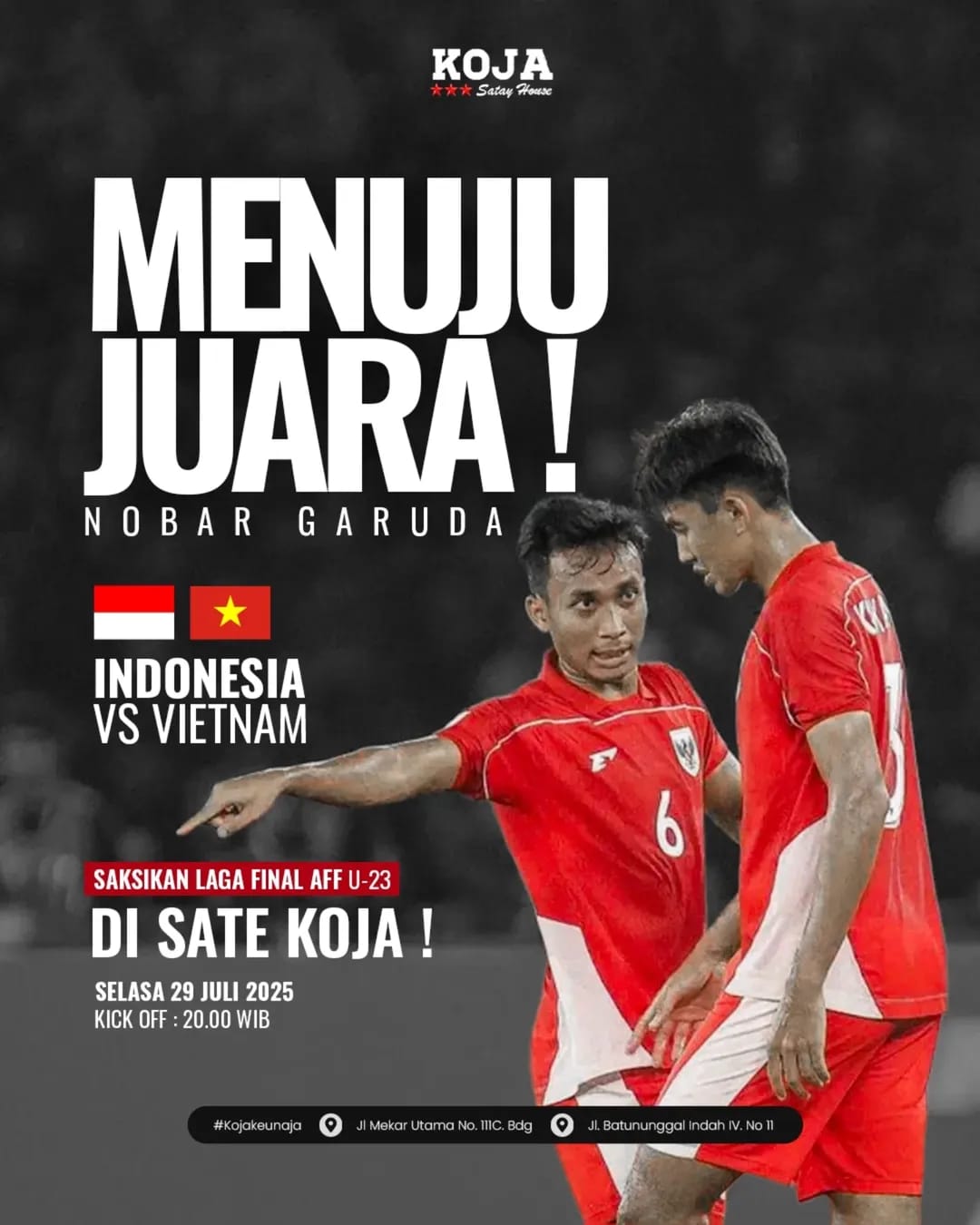 Tempat Nobar Timnas Indonesia vs Vietnam Final Piala AFF U23 2025 di Bandung, Suasana Dijamin Seru! 2 Tempat Nobar Timnas Indonesia vs Vietnam Final Piala AFF U23 2025 di Bandung