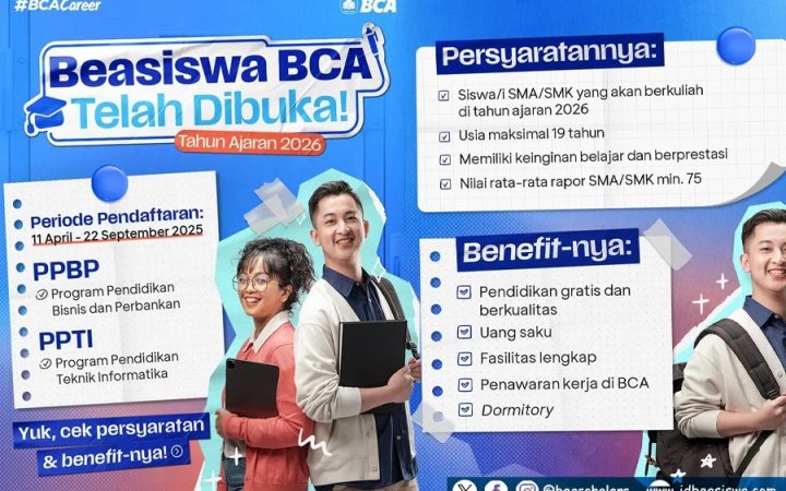 Beasiswa BCA 2026 Resmi Dibuka untuk Siswa SMA/SMK