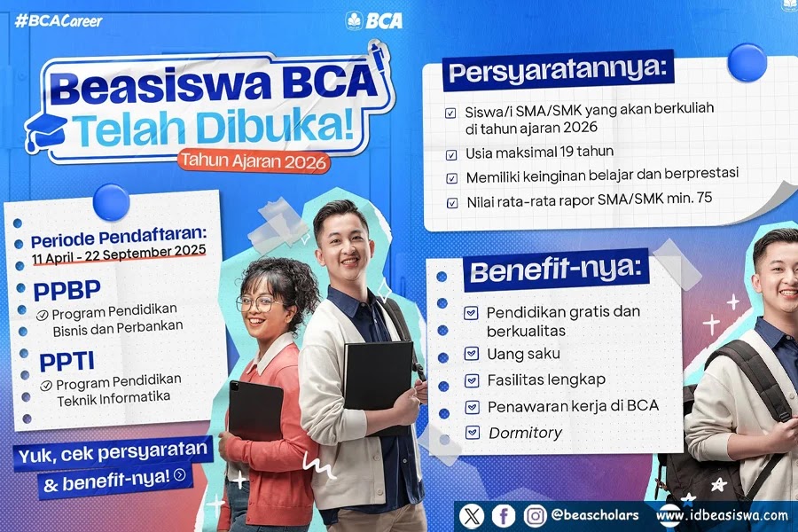 Beasiswa BCA 2026 Resmi Dibuka untuk Siswa SMA/SMK