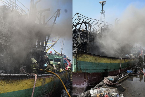 Kapal Nelayan Terbakar di Pelabuhan Muara Baru Jakut, Kerugian Capai Rp2,75 Miliar