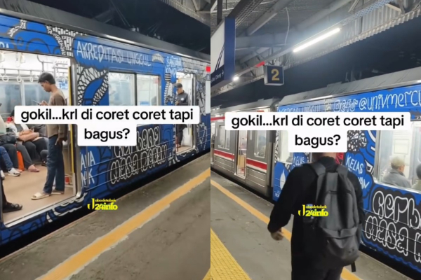 Viral! Gerbong KRL Dipenuhi Coretan Mirip Subway di New York, Ternyata Iklan Kampus