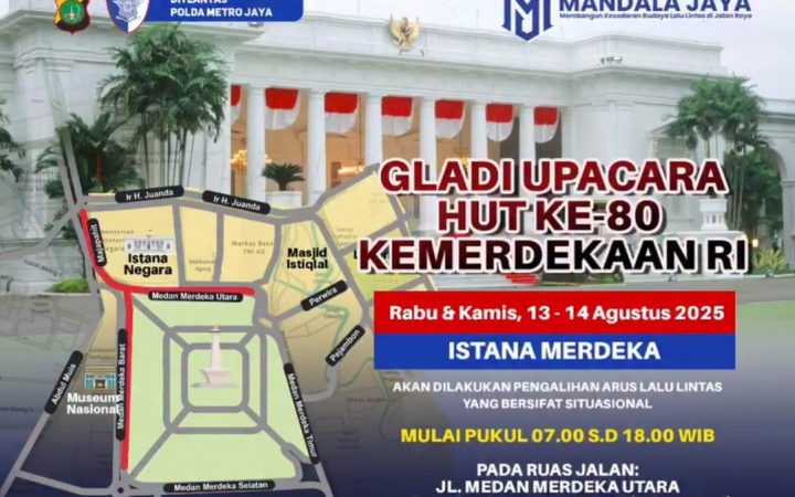 Rekayasa Lalin Gladi Upacara HUT RI ke 80 di Istana Merdeka, Berlaku 2 Hari!