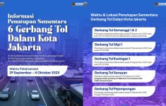 Terbaru! 6 Gerbang Tol di Jakarta Bakal Ditutup Sementara untuk Perbaikan 29 September-4 Oktober 2025