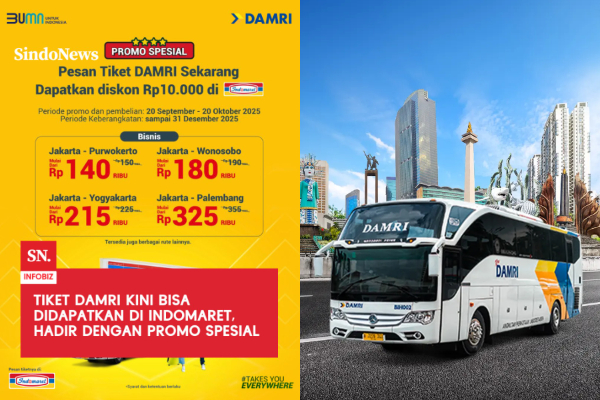 Promo! Cara Beli Tiket Damri di Indomaret 20 September-20 Oktober 2025, Intip Rute dan Harganya