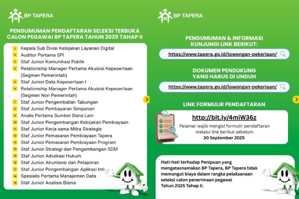 Link dan Syarat Pendaftaran BP Tapera Tahap II 2025, Lengkap Beserta Cara Daftarnya, Buruan Simak!