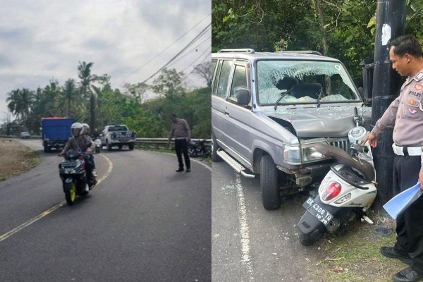Mobil KPU Karangasem Bali Tabrak Pengendara Motor, Korban Alami Luka Serius Akibat Benturan Keras