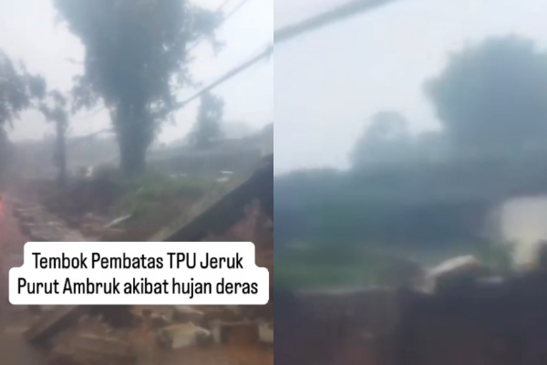 Hujan Deras Robohkan Tembok TPU Jeruk Purut, Akses Jalan Ditutup Sementara