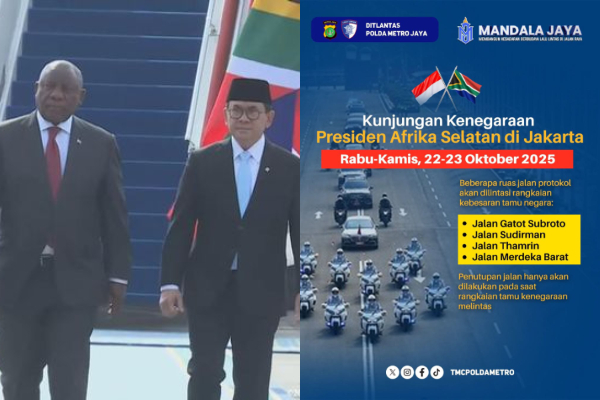 Daftar Jalur yang Ditutup Saat Kunjungan Presiden Afrika Selatan di Jakarta, 22-23 Oktober 2025