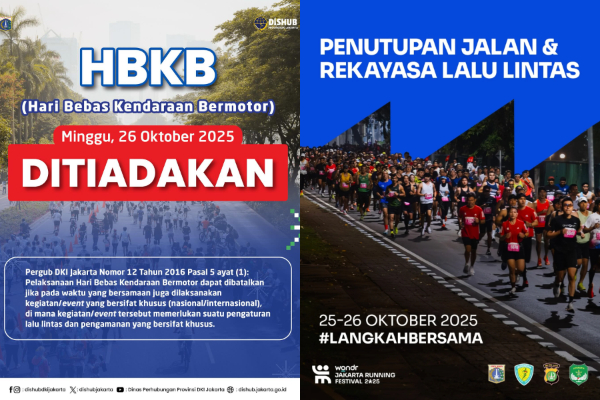 CFD Jakarta Ditiadakan 26 Oktober 2025, Dishub Umumkan Daftar Ruas Jalan yang Ditutup