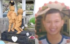 Patung 2 Bocah Bermain Bola di Atas Makam