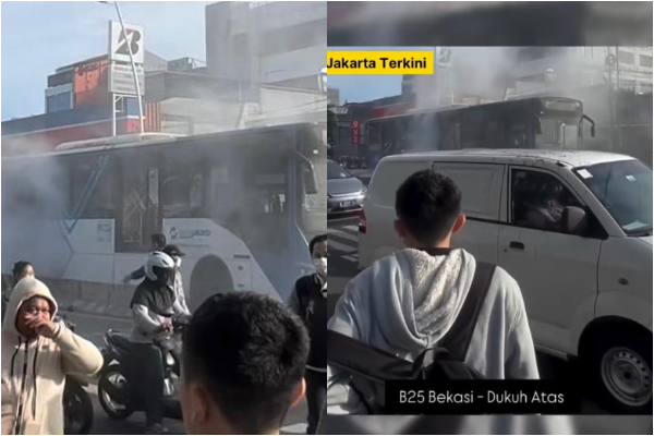 Bus Transjakarta Mengeluarkan Asap Putih di Jatinegara, Penumpang Berhamburan