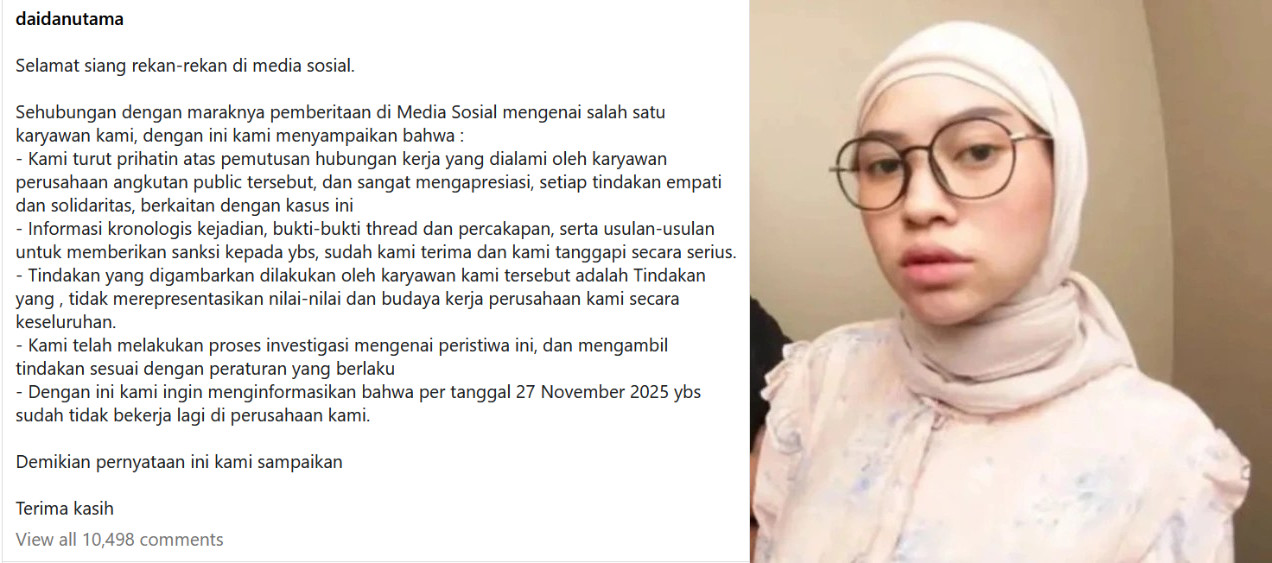 Kasus tumbler Tuku Anita Dewi dipecat
