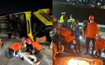 Bus Cahaya Trans Kecelakaan di Tol Krapyak Semarang