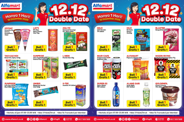 Serbu! Daftar Promo 12.12 Alfamart Mulai dari Snack hingga Kebutuhan Harian: Beli 1 Gratis 1, Beli 2 Gratis 1