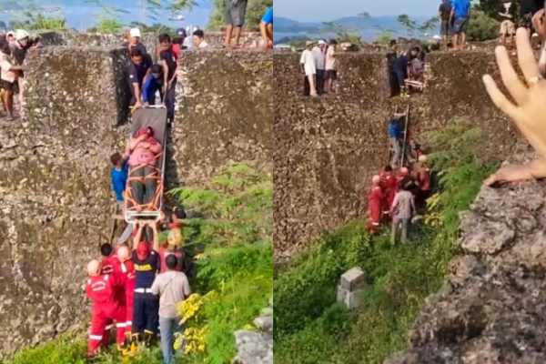 Wanita Jatuh dari Benteng Keraton Buton Ketinggian 6 Meter Saat Swafoto, Korban Alami Patah Tulang