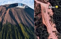 Kondisi gunung Slamet dari maps yang banyak dibicarakan orang. (Source: Instagram @purwokertokeren dan @pendaki.24jam)