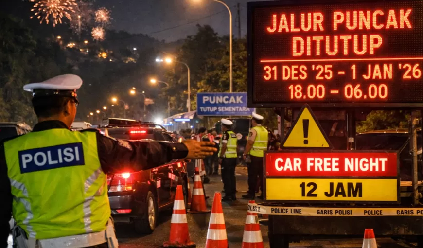 Malam Tahun Baru 2026, Polisi Terapkan Car Free Night dan Tutup Akses ke Puncak. (Source: Pojok Satu)