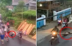 Tangkapan layar dari video viral terduga pelaku pemerkosaan difabel di Gowa Tewas dihakimi massa
