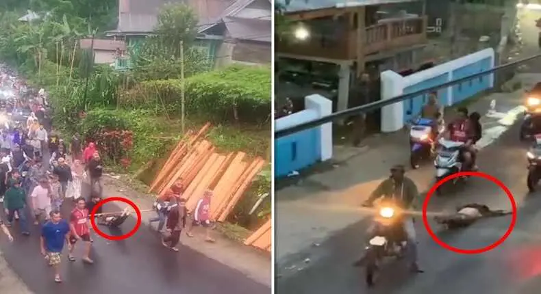 Tangkapan layar dari video viral terduga pelaku pemerkosaan difabel di Gowa Tewas dihakimi massa