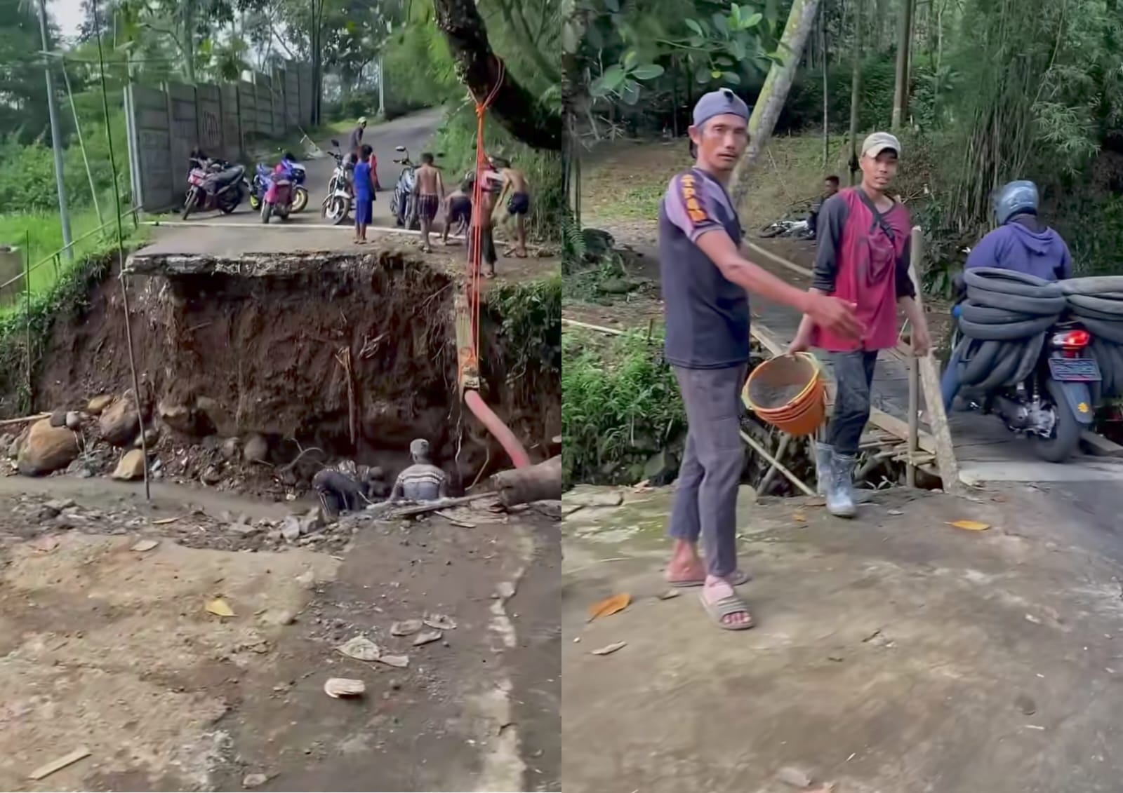 Hati-hati! Jalur Alternatif Godog Terputus, Akses Puncak Bogor Bertumpu Jembatan Kayu