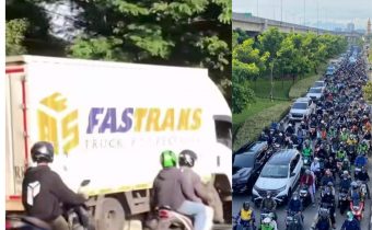 Truk Box Menabrak Separator Busway di Jalan DI Penjaitan, Jatinegara Sebabkan Macet