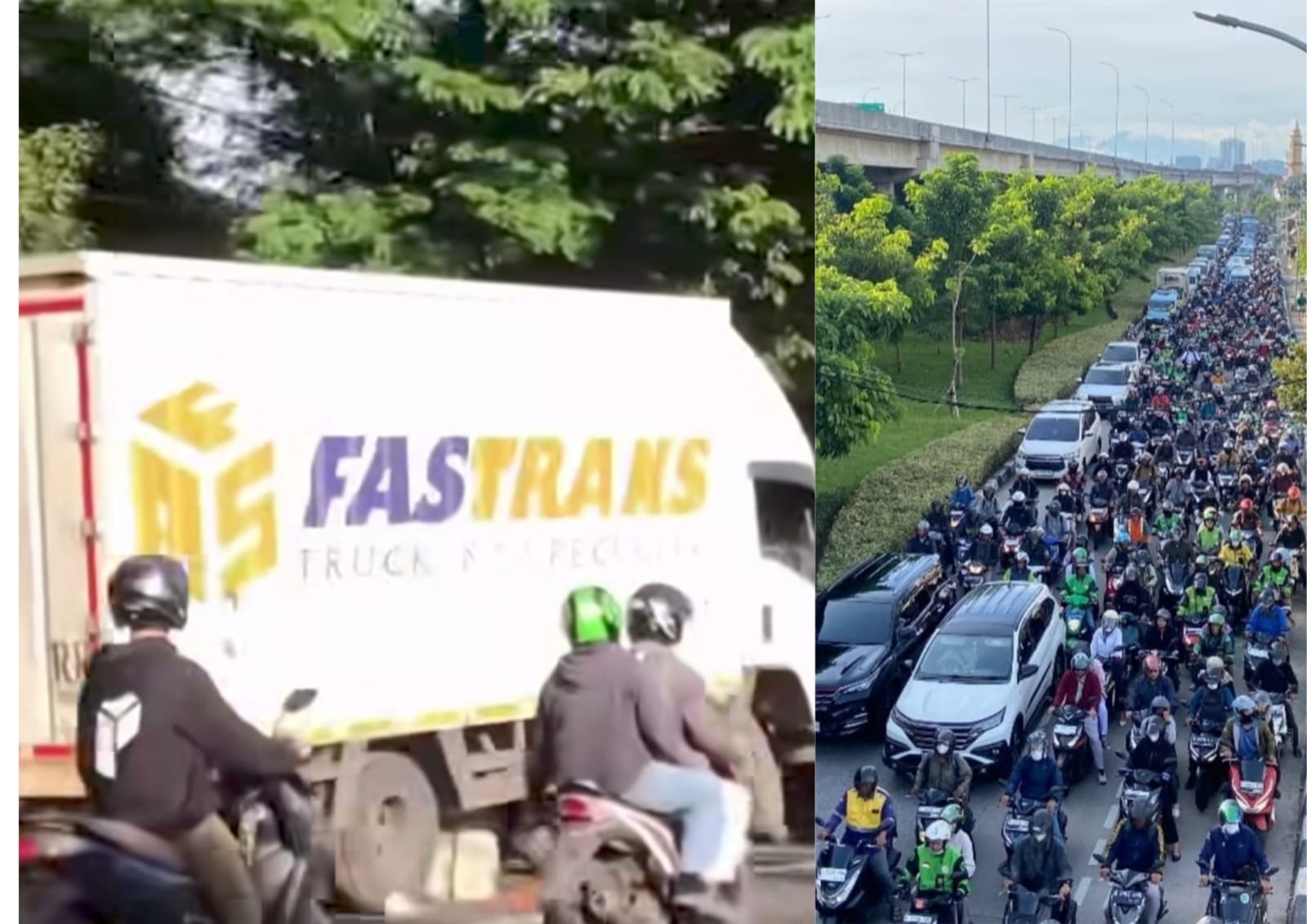 Truk Box Menabrak Separator Busway di Jalan DI Penjaitan, Jatinegara Sebabkan Macet