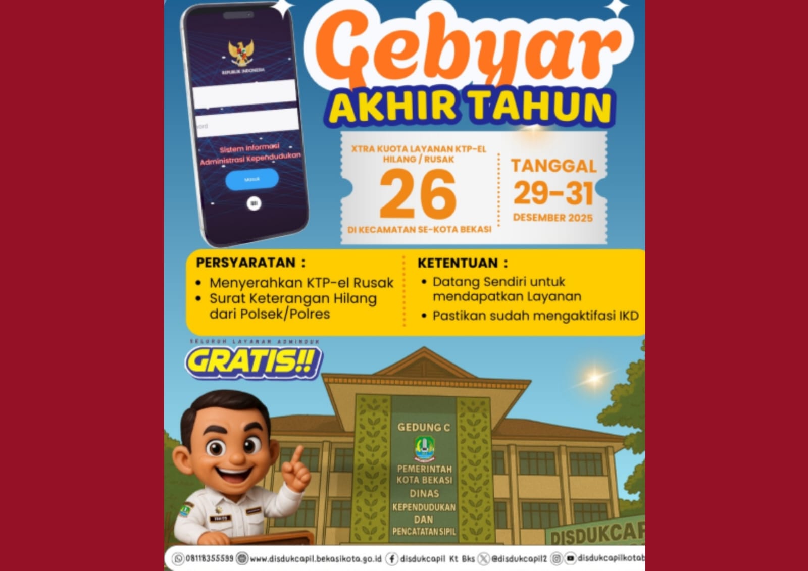 Gratis! Cetak Ulang KTP-EL di Bekasi, Disdukcapil Buka Layanan Hingga 31 Desember 2025