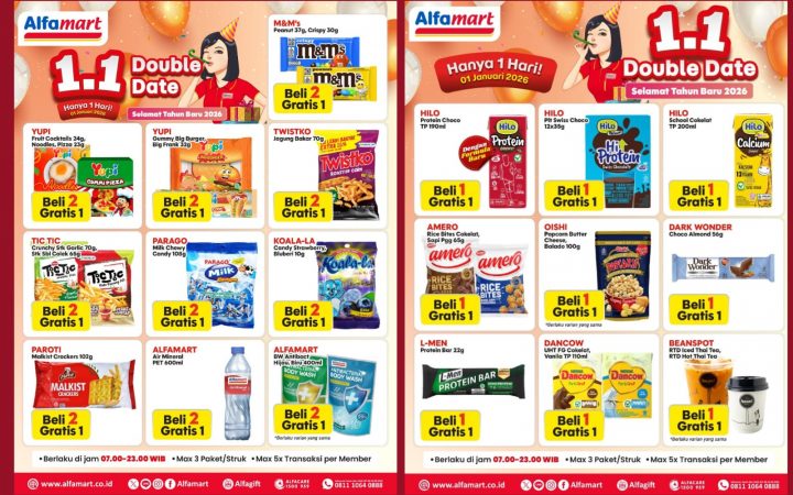 Promo Alfamart Awal Tahun 2026 Hadir di 1.1, Buy 1 Get 1 Buruan Cek!