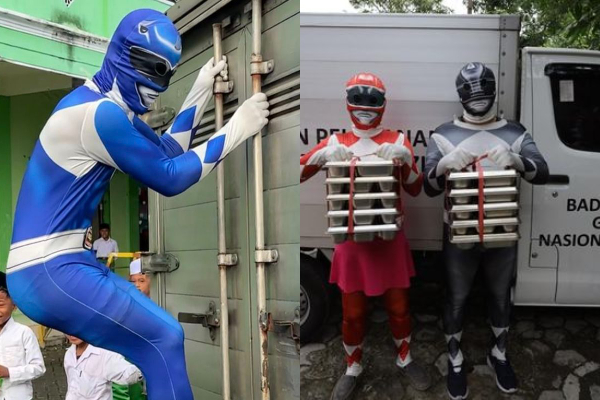 Unik! Driver MBG di Pamekasan Berkostum Power Rangers dan Spiderman