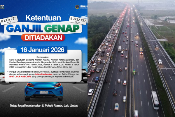 Ganjil Genap Jakarta Ditiadakan Jumat 16 Januari 2026, Spesial Peringati Isra Miraj
