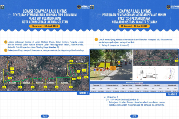 Rekayasa Lalu Lintas Pembangunan Jaringan PAM Paket SO4 Pesanggrahan, Berlaku 15 Januari-30 April 2026
