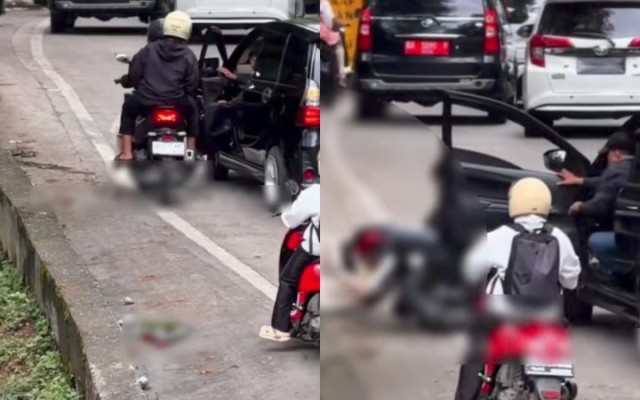 Detik-Detik Mobil Avanza Buka Pintu Mendadak di Sitinjau Lauik, Pemotor Terlempar ke Parit, Bikin Warganet Geram!