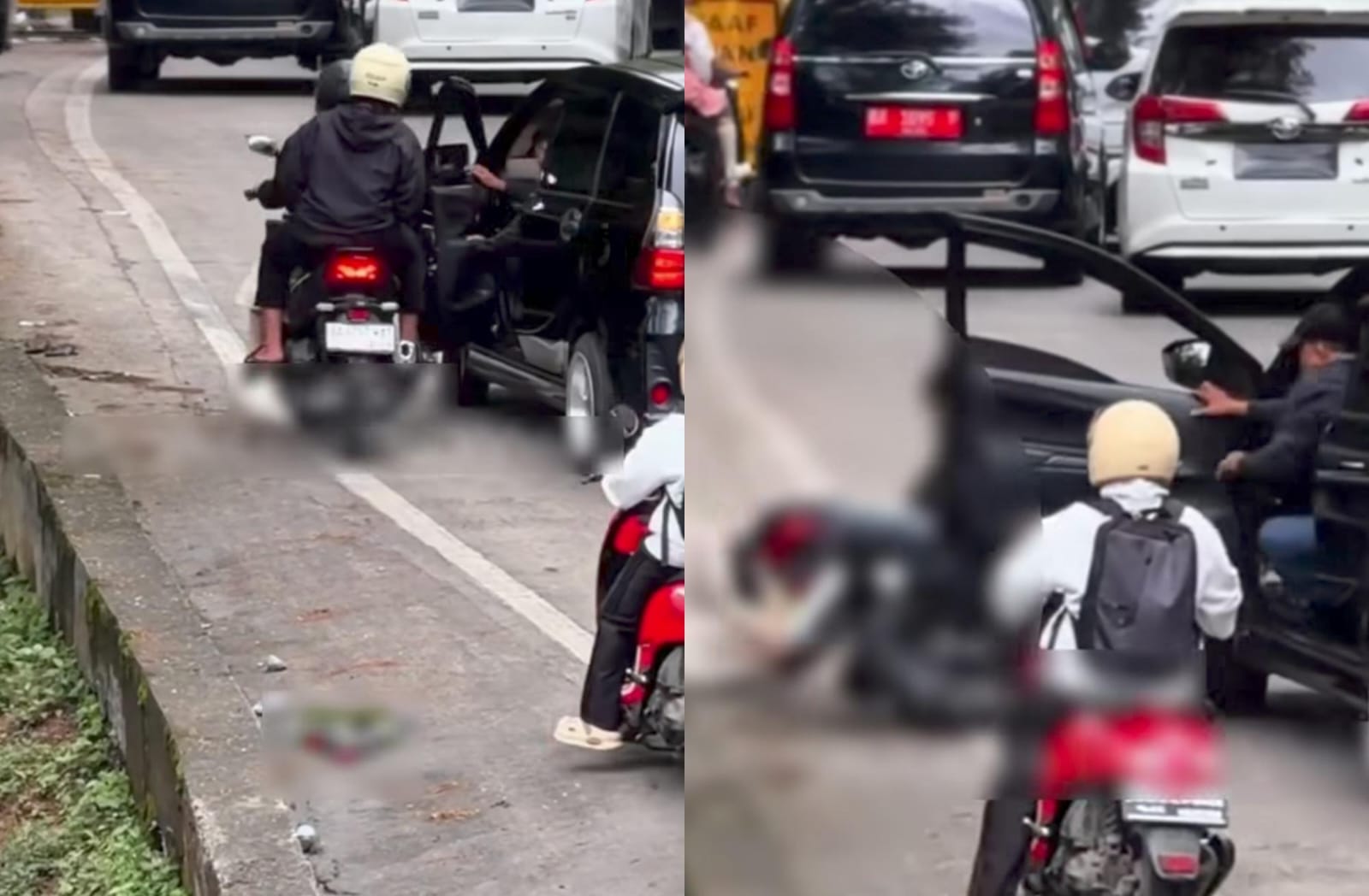 Detik-Detik Mobil Avanza Buka Pintu Mendadak di Sitinjau Lauik, Pemotor Terlempar ke Parit, Bikin Warganet Geram!
