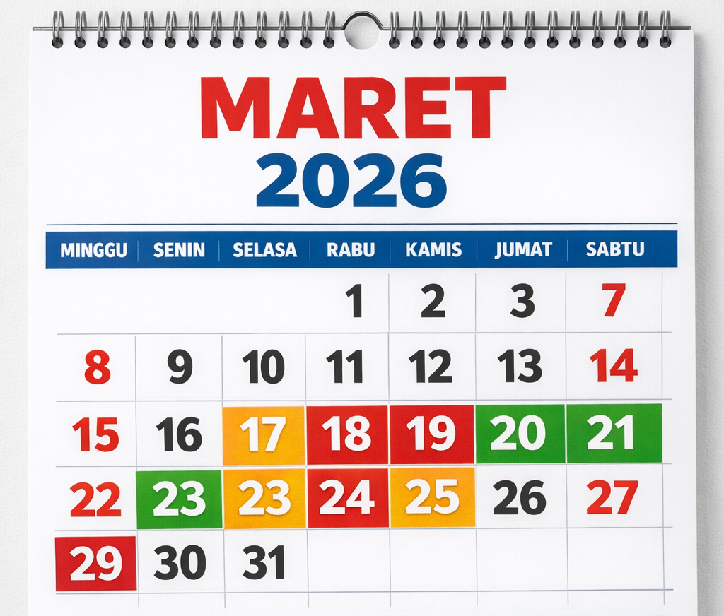 Kalender Maret 2026 Penuh Tanggal Merah