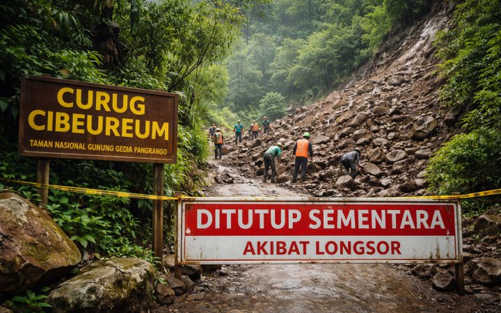 Akses Curug Cibeureum Ditutup Sementara, Longsor 1,5 Meter di Gunung Gede Bikin Jalur Tertimbun