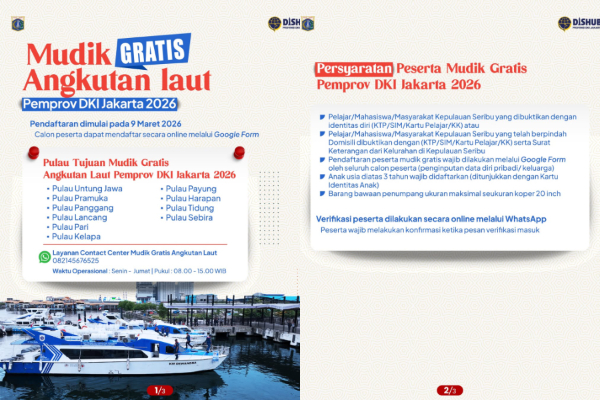 Jadwal Pendaftaran Mudik Gratis Angkutan Laut Pemprov DKI Jakarta 2026, Buka 4 Hari Lagi!