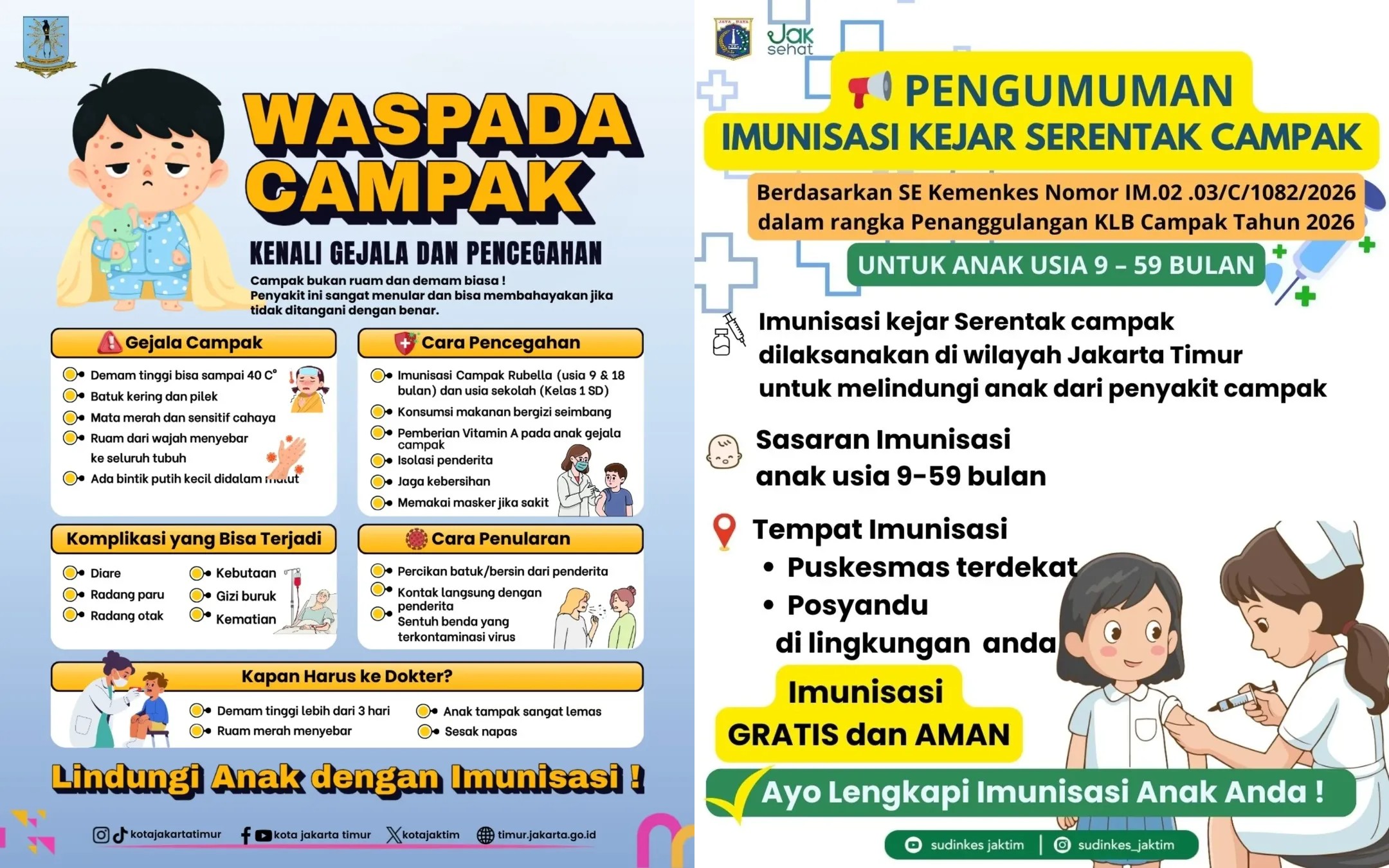 Campak Meningkat, Warga Jakarta Timur Bisa Dapat Imunisasi Gratis
