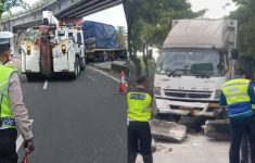 Truk Tabrak Separator Busway di Daan Mogot, Lalu Lintas Lumpuh Total