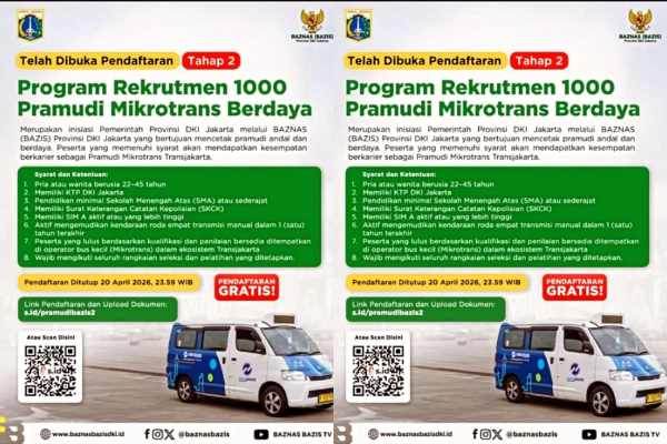 Cara Daftar Lowongan Kerja Pramudi Mikrotrans Jakarta, Dibuka 1.000 Formasi Gratis!