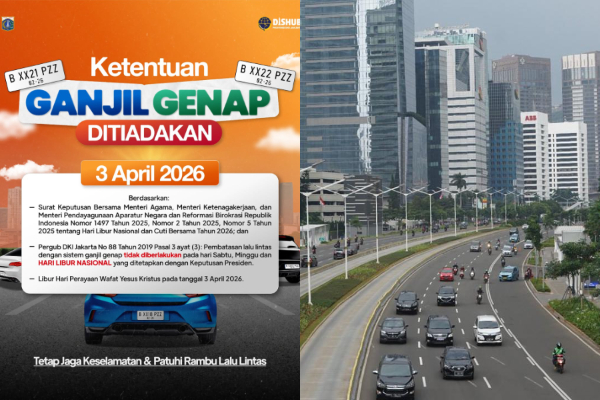 Ganjil Genap Jakarta 3 April 2026 Ditiadakan, Hari Libur dan Cuti Bersama Peringatan Wafat Yesus Kristus