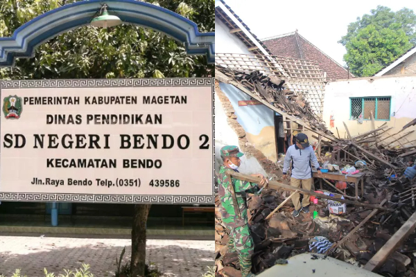 SDN 2 Bendo Magetan Roboh Usai Hujan Deras, Diduga Kondisi Bangunan Sudah Tua
