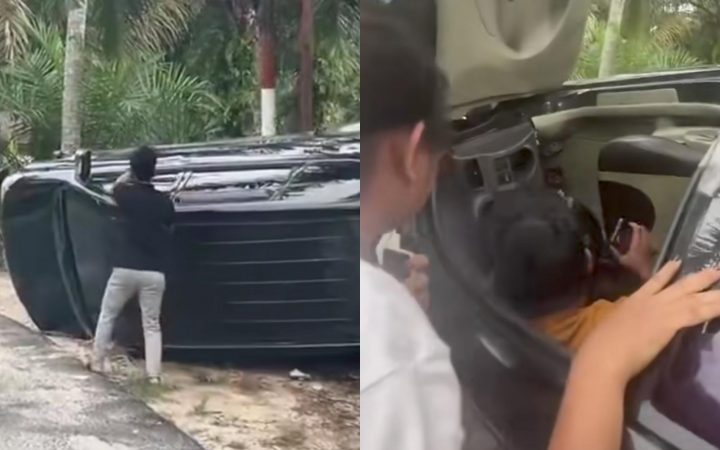 Mobil Terguling di Labuhan Batu Utara Diduga Sopir Mengantuk, Penumpang Sempat Linglung