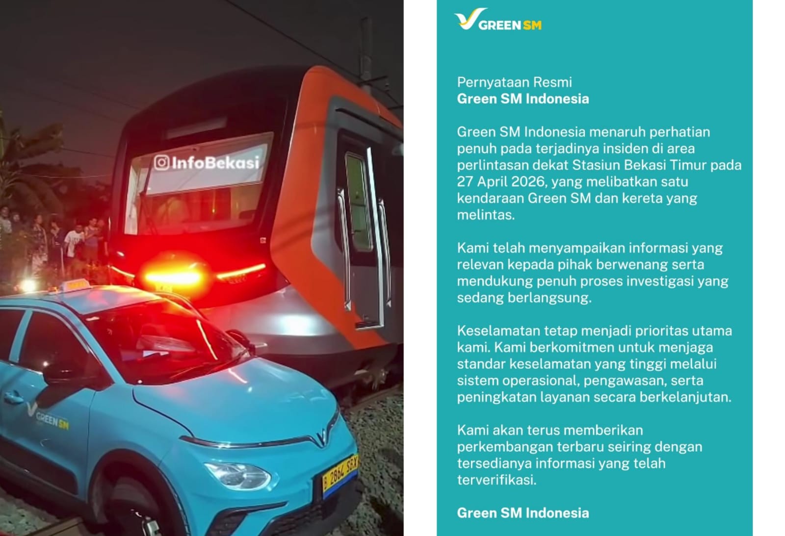 Taksi Green SM Beri Pernyataan Soal Tabrakan Kereta di Bekasi Timur, Netizen: Tak Ada Ucapan Maaf dan Duka