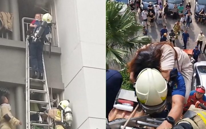 Menegangkan! Evakuasi Kebakaran di Apartemen Mediterania dari Lantai 6 Lewat Tangga