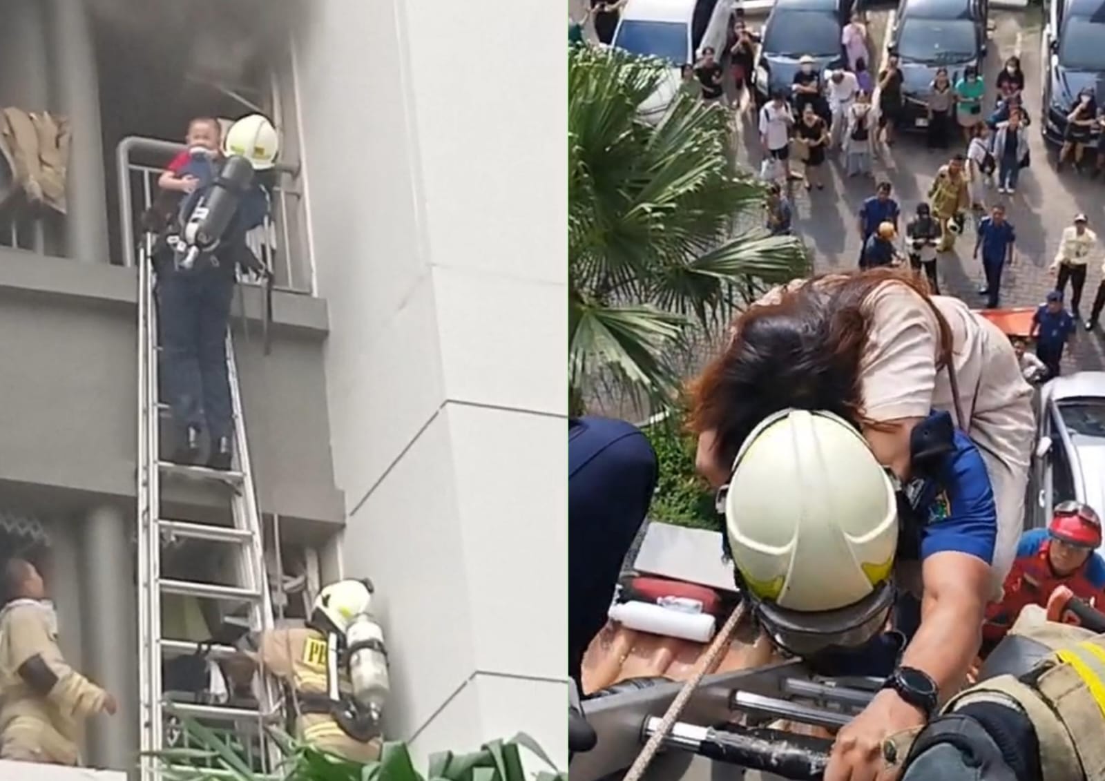 Menegangkan! Evakuasi Penghuni Saat Kebakaran di Apartemen Mediterania dari Lantai 6 Lewat Tangga