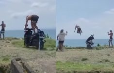 WNA Belgia Ditangkap Usai Viral Lompat dari Tebing ke Laut Pakai Motor Sewaan di Bali