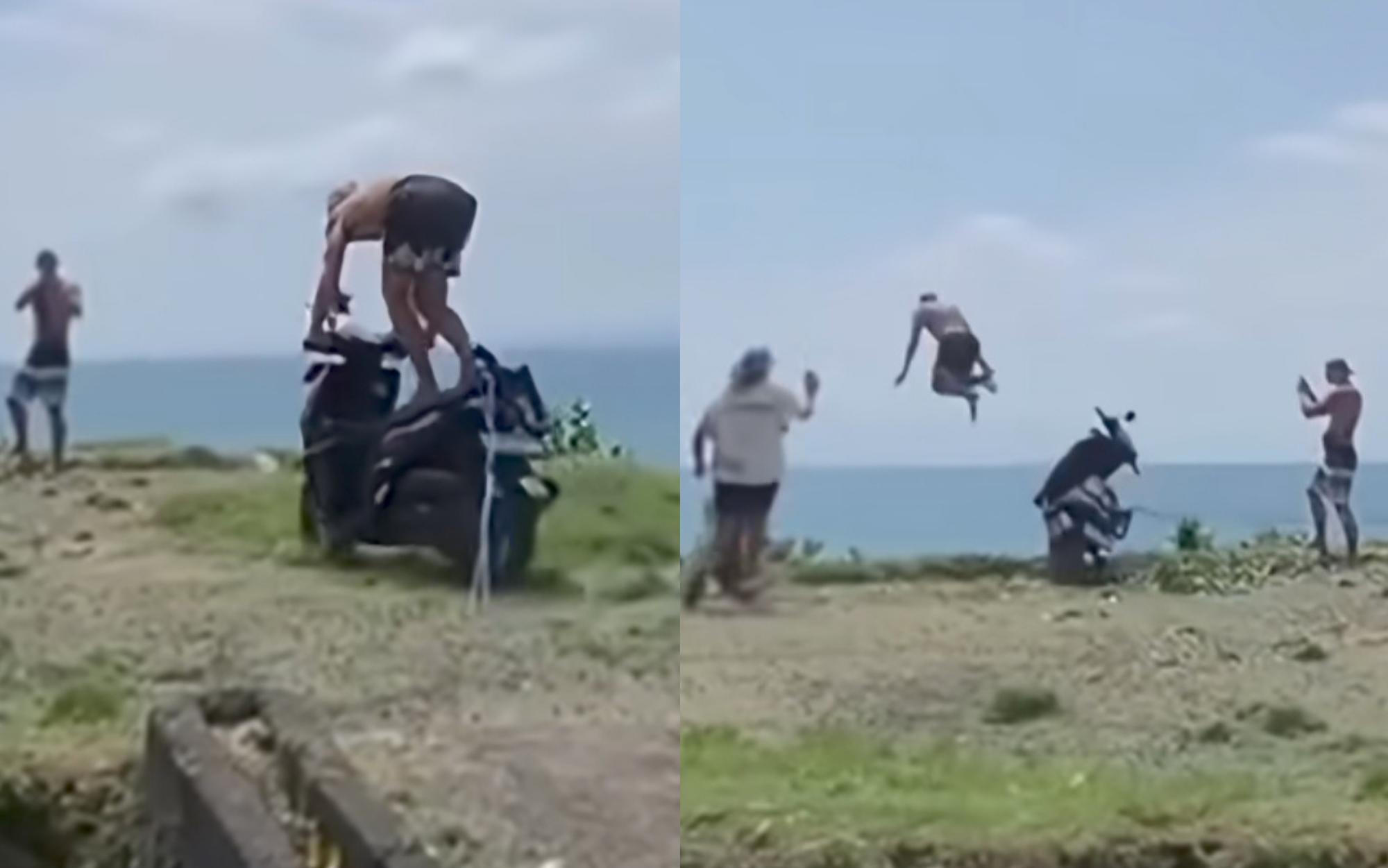 WNA Belgia Ditangkap Usai Viral Lompat dari Tebing ke Laut Pakai Motor Sewaan di Bali