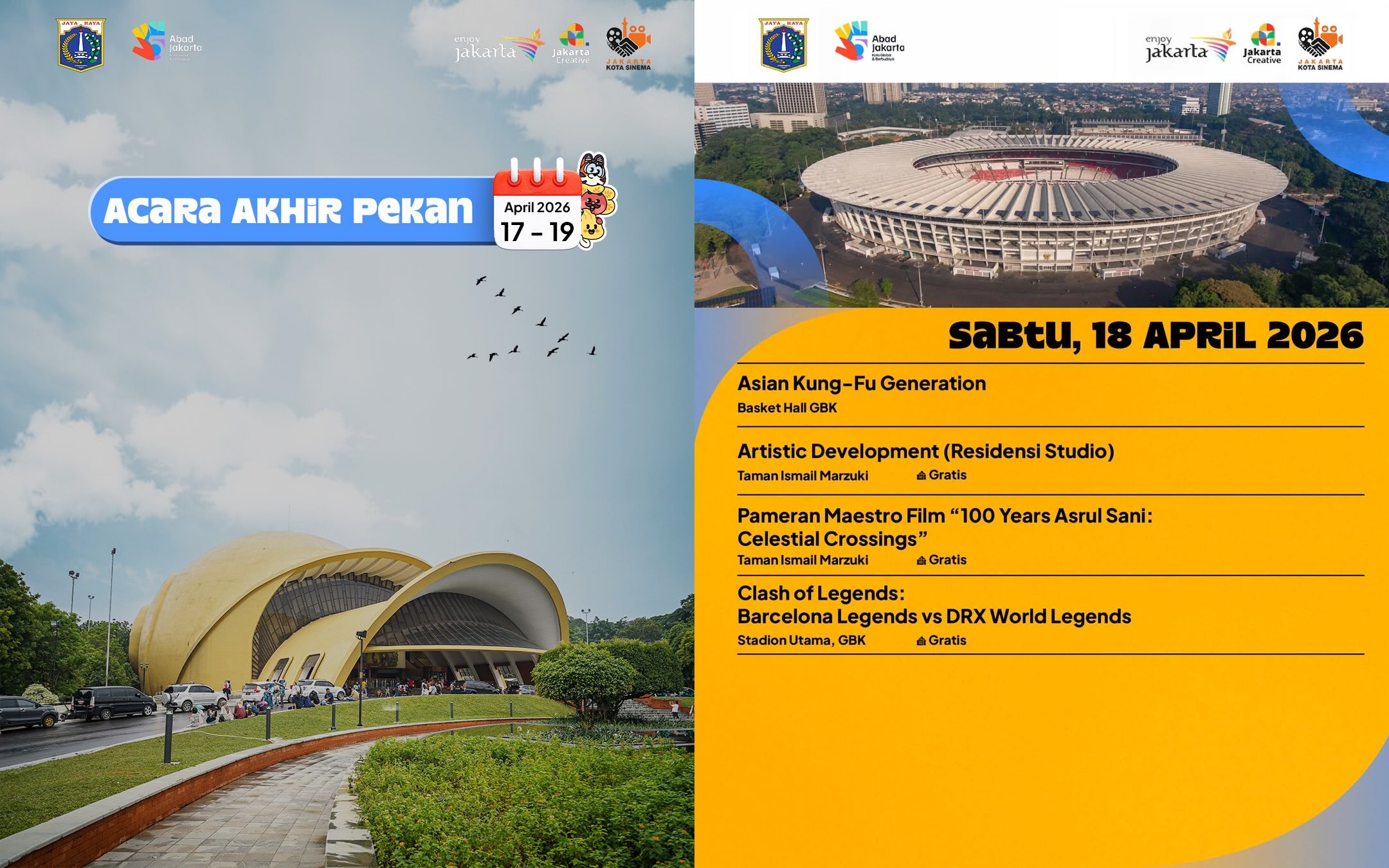 Rekomendasi Event Akhir Pekan di Jakarta 18-19 April 2026